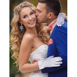 Sumind Womens Short Satin Opera Glove Formal Dancing Glove for Wedding Bridal Banquet Evening Party 1920s Flapper Accessories