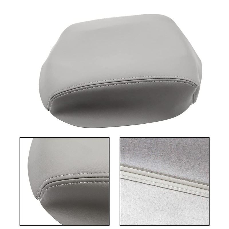 Priprilod Gray Leather Armrest Center Console Lid Replacement Cover Compatible