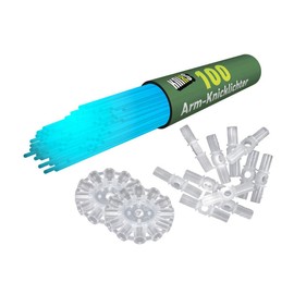 KNIXS 100 x Glow in Blue Light Up Arm Glow with 100 x 3D Connectors and 2 x Ball Connectors and 7-Hole Connector for Party, Festival, Birthday or Decoration, Tested Brand Quality