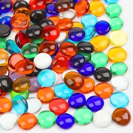 Vorentxia 200pcs Glass Pebbles Multicolored 900g Stones Beads Sparkling Glass Beads Flat Marble Beads Crystal Glass Beads for Vases Decorative glass Stones for Aquarium Landscaping Garden Flowerpot