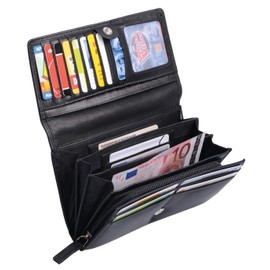 Otario Women's Leather long Purse 18,5 x 10 x 3,5 cm Black
