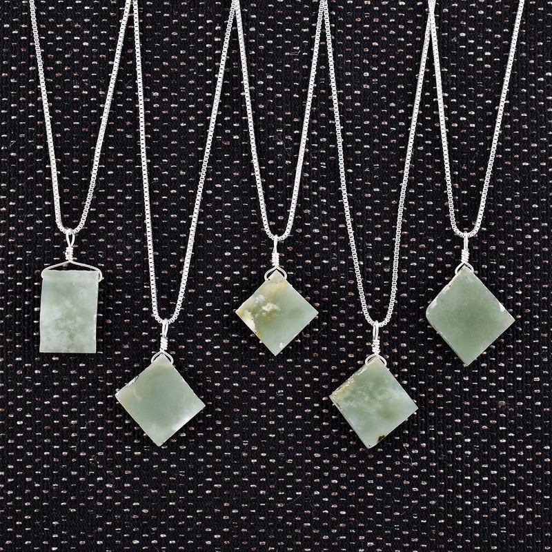 InfinityGemsArt Natural Raw Green Jade Gemstone Flat Rough Crystals Dainty