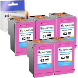 KCMYTONER 62XL Remanufactured Ink Cartridge Replacement for HP 62 XL Compatible with Envy 7640 5660 7645 5540 Officejet 200 250 Printer (5 Color)
