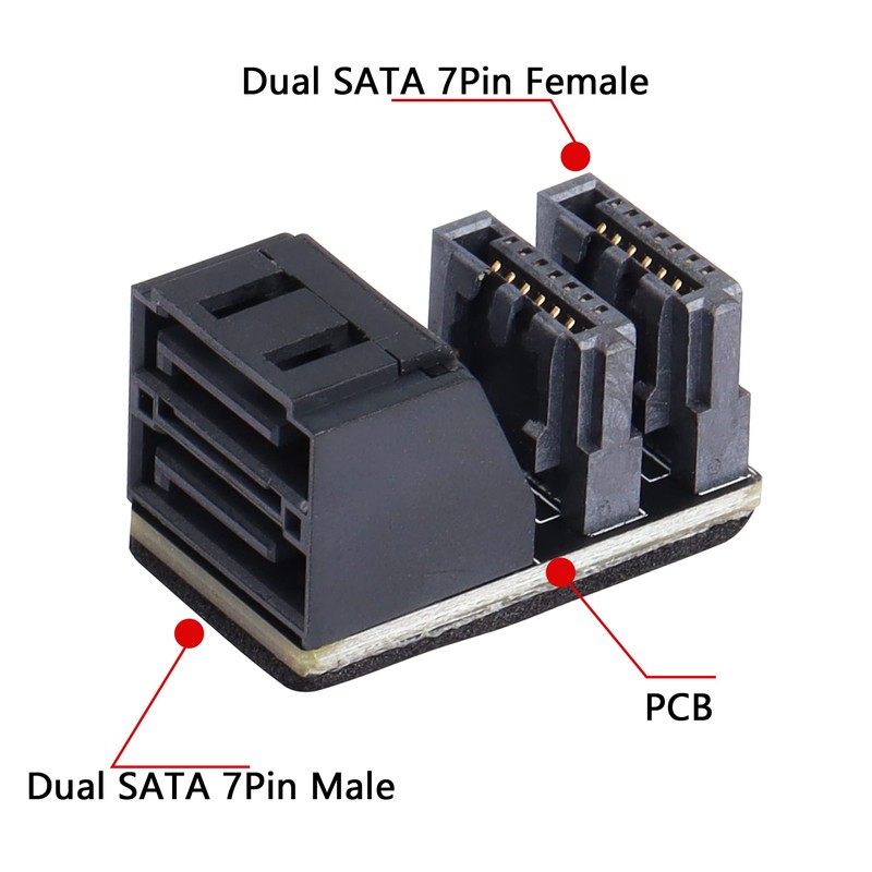 CERRXIAN 90 Degree Duale SATA 7PIN Male to Dual Female