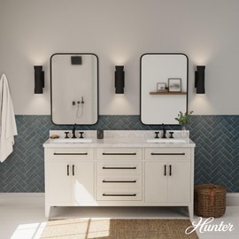 Hunter - Zola 2-Light Matte Black, Small Sconce Light, Dimmable, Formal Style, for Bedrooms, Kitchens, Foyers, Bathrooms - 19826