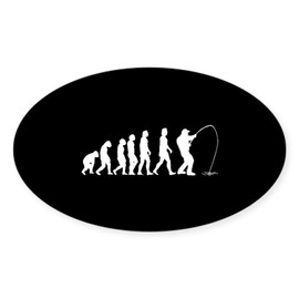 CafePress Fishing Evolution Oval Car Bumper Sticker