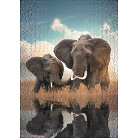 Ulmer Puzzleschmiede 1000 Piece Puzzle 'Father & Son' - Classic Elephant Motif - Made in Germany