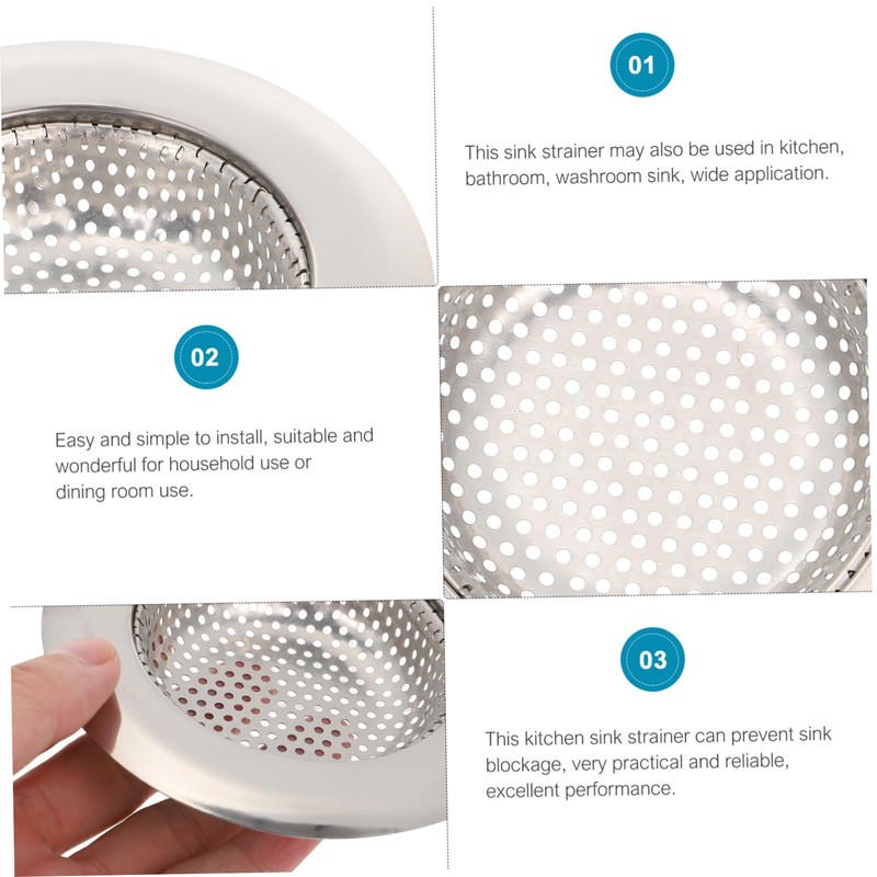 Operitacx 3Pcs Stainless Steel Sink Strainer Clogging Kitchen Filter with