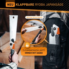 HARDTWERK Hanzo Japanese Saw Foldable [RYOBA - Double-Sided] 240 mm Made of SK4 Carbon Steel (Super Grip Handle) for DIY - Japanese Saw Fine Saw