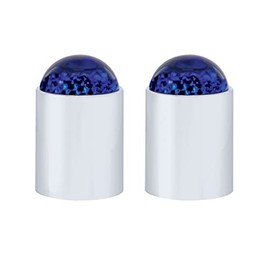 United Pacific 86073 Chrome Plastic Dome Style Replacement Lens & Guide Top Base for Bumper Guides, Thread-On Guide Tops - Blue – Pack of 2