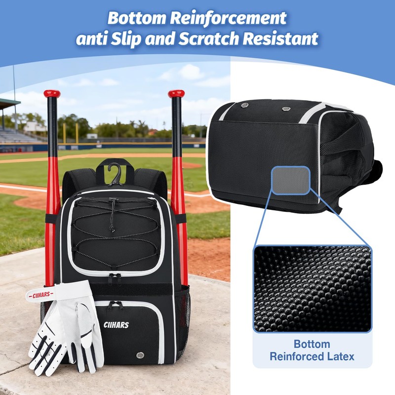 Ciihars Youth Baseball Bag - Baseball Backpack Bat & Glove