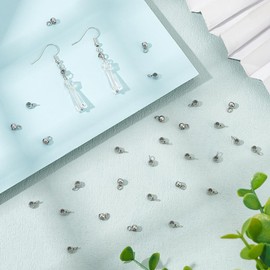 UNICRAFTALE Approximately 100 Pieces, Inner Diameter 0.08 inch (2 mm), Stainless Steel Color, Rondelle Beads, with Can, Sparkle, Hanger Beads, 304 Stainless Steel Beads, Hanger Link, Link Beads, Bail