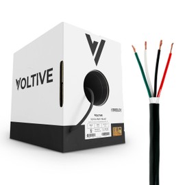 Voltive 16/4 Speaker Wire - 16 AWG/Gauge 4 Conductor - UL Listed in Wall (CL2/CL3) and Outdoor/In Ground (Direct Burial) Rated - Oxygen-Free Copper (OFC) - 250 Foot Bulk Cable Pull Box - Black