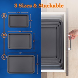 NutriChef 3-Piece Non-Stick Cookie Sheets for Baking - Heavy Duty Steel Baking Sheet Pans for Toasters & Oven - Small, Medium, & Large Size Baking Trays - PFOS, PFOA, PTFE-Free Nonstick Coating
