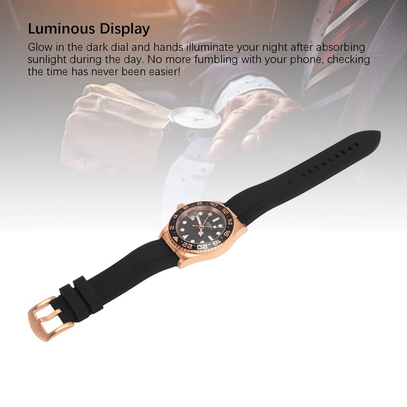 Men Field Watch Mineral Glass 50M Waterproof Silicone Strap Luminous