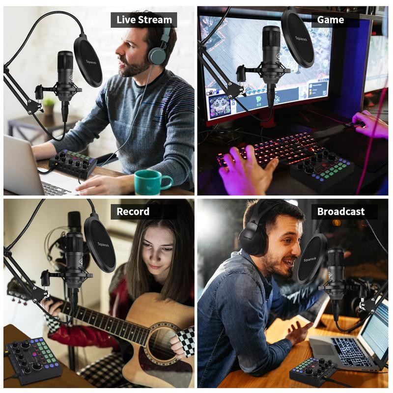 Squarock V8S Audio Interface with DJ Mixer for PC/Phone/Laptop,Recording,Streaming,Gaming