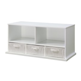 Stackable 5 Shelf Storage Organizing Cubby with 3 Fabric Baskets