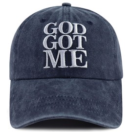 Xucamty God Got Me Hat for Men Women (US, Alpha, One Size, Embroidered Navy)