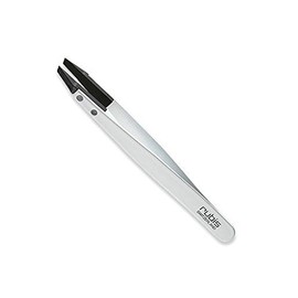 Rubis Classic Techno Stainless Steel Tweezers for Precise Eyebrows and Hair Removal, Slanted Polymer Tips, 1KS105, Made in Switzerland, White