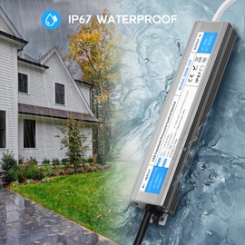 LED Driver 100 Watts Waterproof IP67 Power Supply 85V-265V AC to 12V DC Converter,Quiet and Small LED Transformer Low Voltage Output for LED Strip Lights,Outdoor