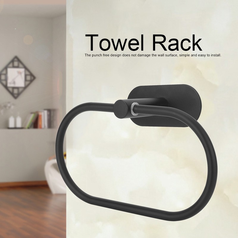 Bathroom 304 Stainless Steel Wall Mounted Towel Rack Storage Holder