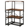 L-Shaped Bakers Rack with Power Outlet,4-Tier Corner Microwave Stand with