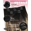 Clip in Hair Extensions Black Brown Ombre Low Bulk 16