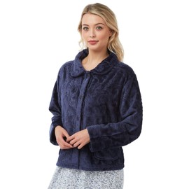 Lady Olga Embossed Button Bed Jacket 4163 Navy 10-12