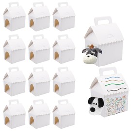 24 PCS Dog Party Favors Boxes with Handle and Window, White House Shape Colorable Adopt a Puppy Favors Boxes Decorations for Pet Party Birthday Wedding Candy Gift Giving