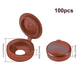 Screw Covers 100pcs Brown Plastic Screw Cap Hinged Fold Over Caps Rubber Dust Washer Flip Tops for M4-M8 Screw