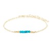 Tiny Sparkling Turquoise Faceted Bead Bar Bracelet in 14k Gold