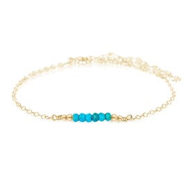 Tiny Sparkling Turquoise Faceted Bead Bar Bracelet in 14k Gold Fill