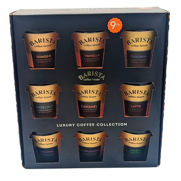 Coffee Gift Set | Travel Coffee | Takeout Cups Gift Sets | Instant Coffee 9 Pack Collection | Cappuccino, Vanilla, Ginger, Latte, Hazelnut, Mocha, Irish Cream - Coffee Lovers Gifts Men Women Tea