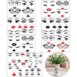 Face Stickers for Crafts,7 Sheets Make a Face Sticker for Pots Flower Stickers for Craft Supplies Lips Mouth Eyes Eyebrows Nose Sticker Decals for DIY Flower Pot Cups Balloons Cars Home Decoration