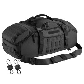 Hannibal Tactical 55L Large Duffle Bag, 3-in-1 Tactical Backpack MOLLE Pack for Sports, Gym, Outdoor, Black