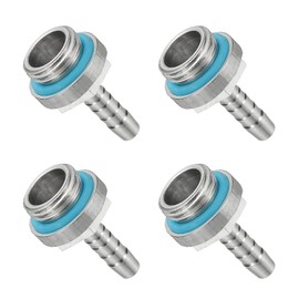 PATIKIL G1/4x5mm Hose Barb Fitting Adapter, 4PCS Female Aluminum Pipe Fitting Soft Tube Bar Reducer Connector for PC Computer Water Cooling System, 4mm Hose, Silver