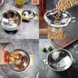 AMZVIO 3PCS Canning Funnel with Strainer for Wide and Regular Mason Jar,Wide Mouth Metal Funnels for Kitchen Use, Stainless Steel Funnels for Filling Bottles Mason Jars (Wide Funnel Set)