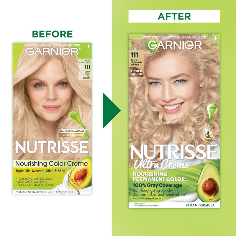 Garnier Hair Color Nutrisse Nourishing Creme, 111 Extra-Light Ash Blonde