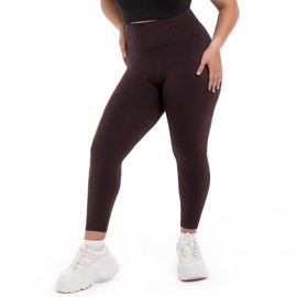 SINOPHANT Plus Size Leggings for Women, High Waisted Tummy Control Buttery Super Soft Black Yoga Pants for Workout(Full Length Brown,3X-Large)