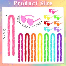 Aulaned 16 Pcs Party Favors Bulk -8 Pairs Feather Boas and Heart Sunglasses,6.6ft Fluffy Costume Scarf for for Wedding Birthday Party Favors (Colorful)