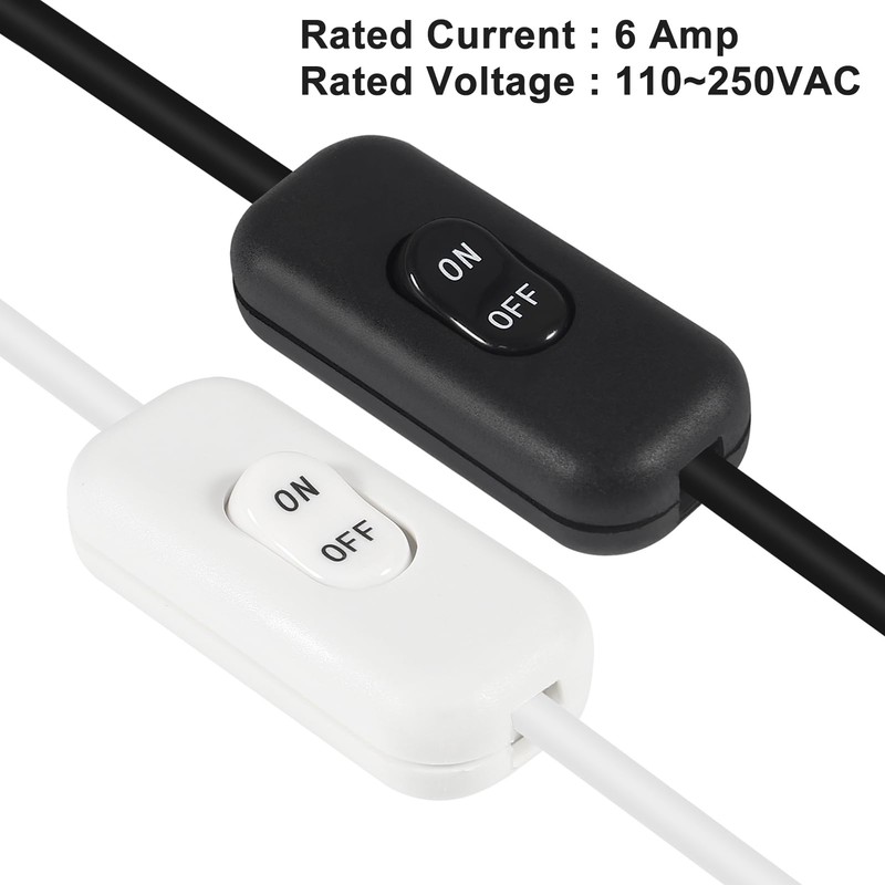 XIITIA 2pcs Inline Cord Switch, AC 250V 6A On-Off Lamp