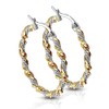 Womens Rope Chain Hoop Earrings Two Tone Gold PVD Silver
