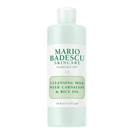 Mario Badescu Leche limpiadora con clavel, aceite de arroz y vitamina E – Limpiador desmaquillante líquido sin enjuague con fórmula lechosa para el cuidado de la piel y una experiencia de limpieza suave, 472 ml