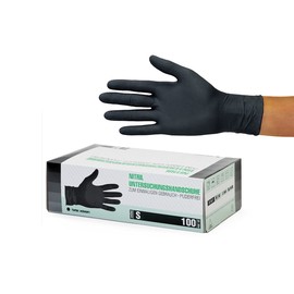 Nitrile Gloves, Box of 100 (S, Black) Disposable Gloves, Examination Gloves, Powder-Free, Non-Sterile, Latex-Free, Black, X Small