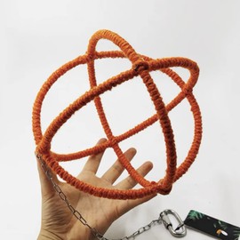 Parrot Globe Rope Swing Parrot Stand Perch Toy Portable (Large, Orange)