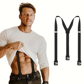 Men’s Adjustable Suspenders for Holding Pants – 2.5 cm Polyester Straps with 3 Hooks for Casual Everyday Wear