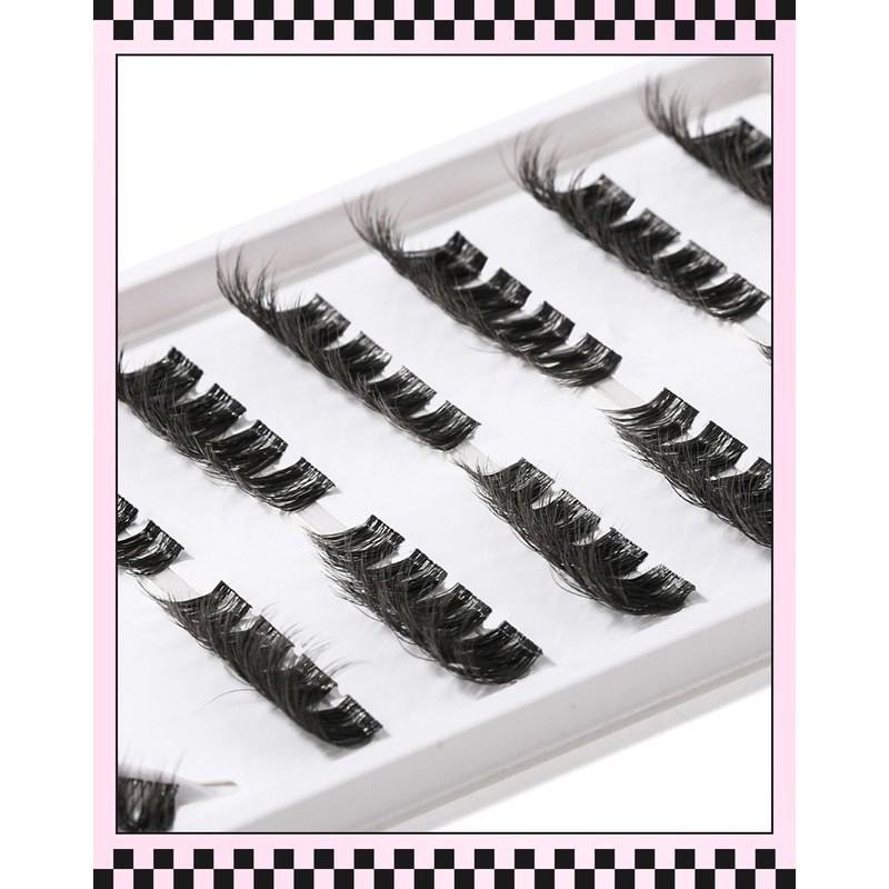 Cat Eye Cluster Lashes,10-15mm DIY Eyelash Extensions,Natural Cluster Eyelashes for