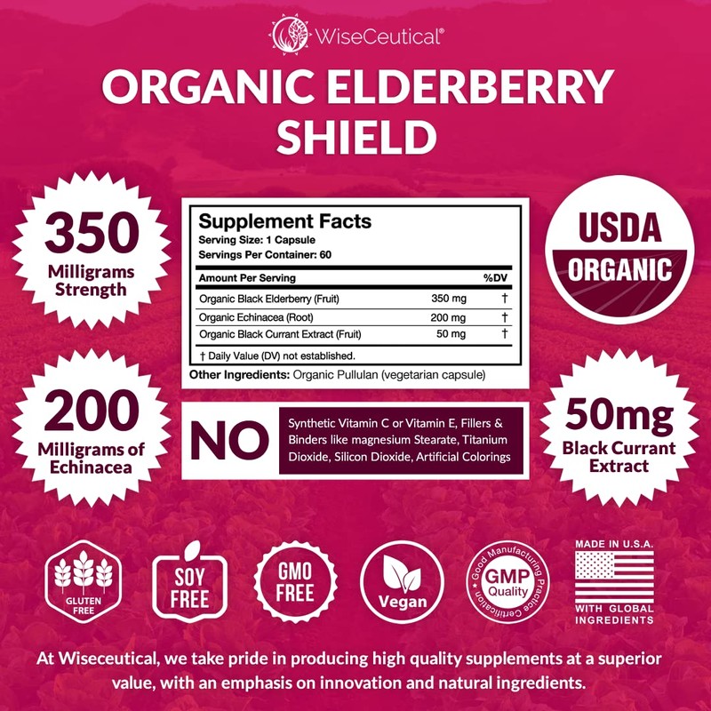 Max Strength USDA Organic Black Elderberry, Black Currant Extract &