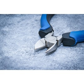 BGS 381 Spring Loaded Electronic Diagonal Side Cutter, Silver/Black/Blue, 120 mm