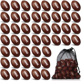 Zhanmai 60 Pcs Mini Football Stress Ball 1.5inch Mini Foam Football Bulk Small Foam Sports Ball for Theme Party Favor Supplies Outdoor Games Small Sports Stress Balls with Drawstring Bag(Dark Brown)